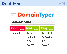 DomainTyper Gadget -screenshot DomainTyper Google Gadget Screenshot Technology Tools